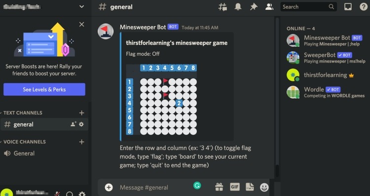 Buscaminas Discord Gaming Bot