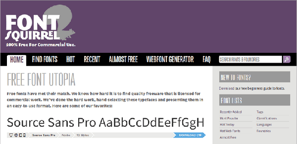 GetFonts-FontSquirrel-Página de inicio