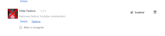 Ocultar extensión de Fedora para Google Chrome