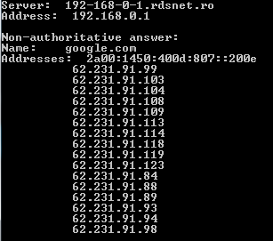 interrupciones del servidor-nslookup