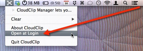 Puede optar por abrir CloudClip Manager al iniciar sesión.