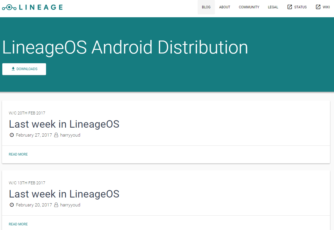 lineage-os-página de inicio