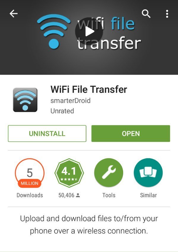 Transferencia de archivos Wi-Fi Play Store