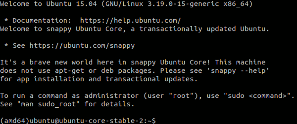 Inicie sesión en Ubuntu Snappy Core con vagabundo ssh.