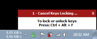KeyFreeze da cinco segundos mientras muestra las teclas de desbloqueo.