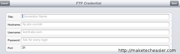 Configuración de iFTP