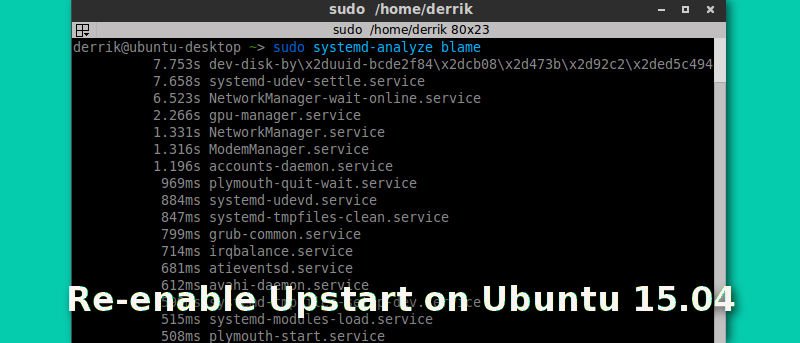 Re-enable Upstart on Ubuntu 15.04