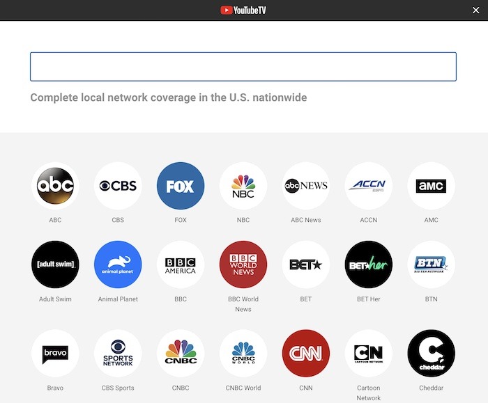 Lista de canales premium de Youtube Tv