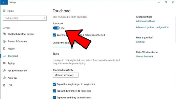 Configuración del panel táctil del portátil que no funciona