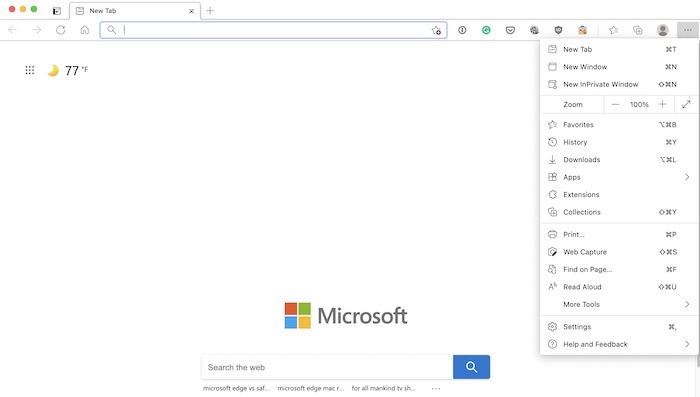 Microsoft Edge Mac Buena interfaz