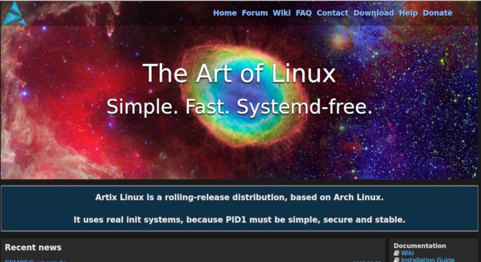 Artix Linux Sitio web de Artix