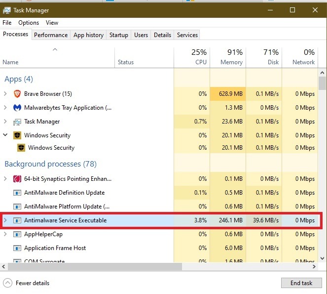 ¿Debe deshabilitar la actualización de antimalware del proceso ejecutable del servicio antimalware?