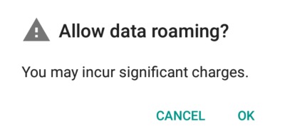 advertencia de roaming de datos