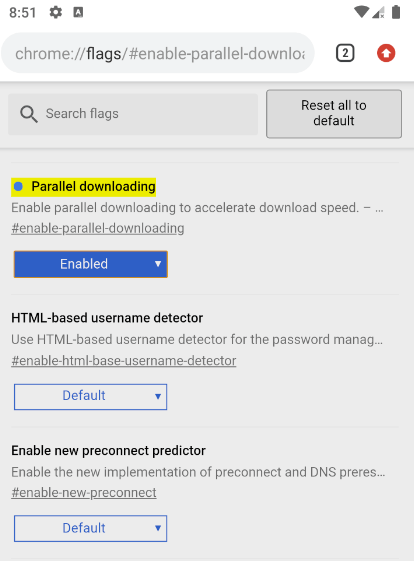 Descarga paralela de Android Chrome Flag