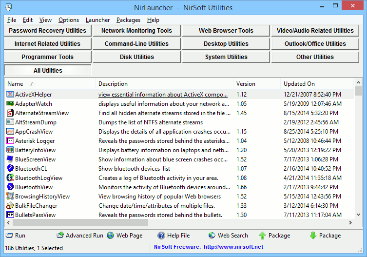 NirLauncher para NirSoft Utilities.