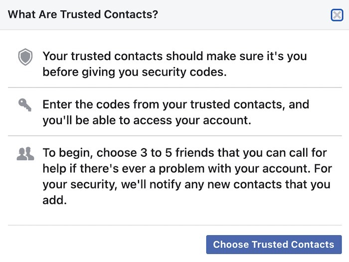 Recuperar la contraseña de la cuenta de Facebook Contactos de confianza