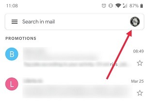 Cómo cambiar la cuenta de Google de la aplicación de Gmail de Android Foto de perfil