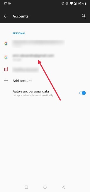 Cómo cambiar la cuenta de Google Aplicación de Gmail de Android Seleccionar cuenta para eliminar