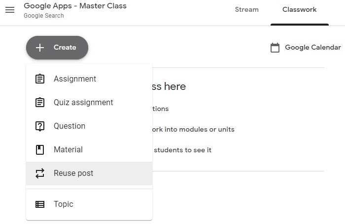 Publicación de reutilización de Google Classroom