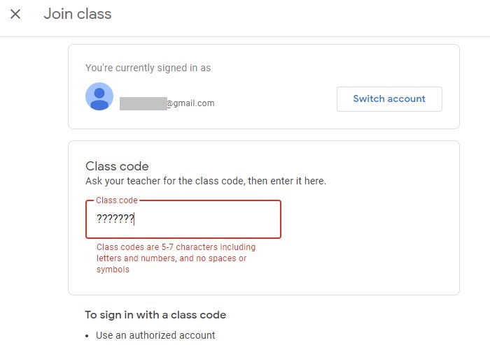 Código de búsqueda de clase para unirse a Google Classroom