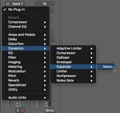 Efecto de expansión de eliminación de ruido de Logic Pro X