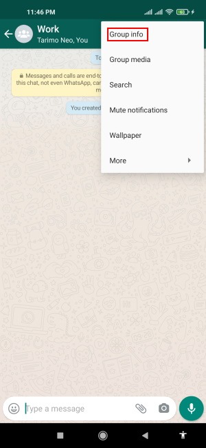 Cómo crear un grupo de Whatsapp Toca la información del grupo