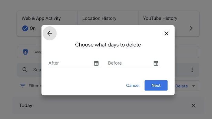 Eliminar rango personalizado del historial de búsqueda de Google