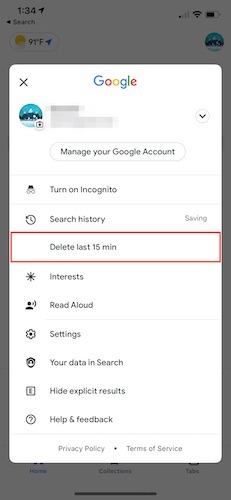 Eliminación del historial de búsqueda de Google Ios