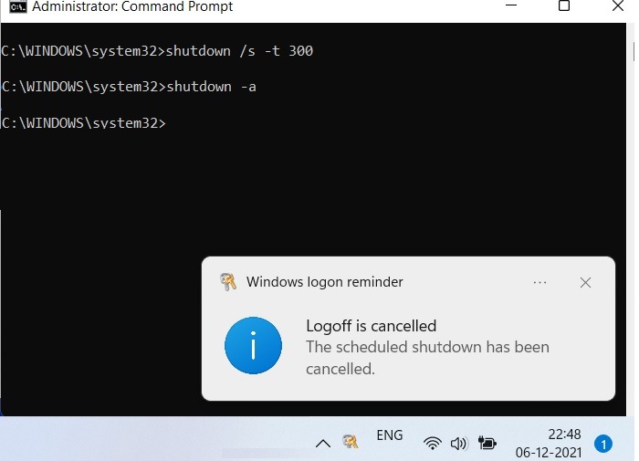 Programar Windows11 10 Shutstart Command Prompt Shutdown Abort