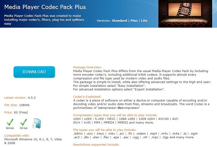 Paquete de códecs de Windows Media Player Plus