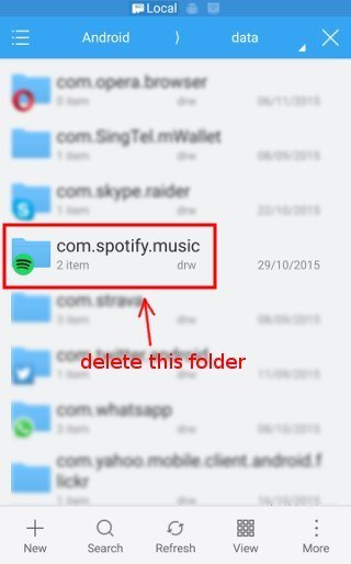 Puede ubicar la carpeta de música de Spotify usando una aplicación como ES File Manager. 