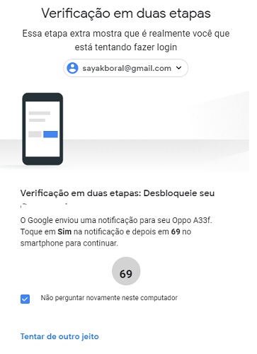 Mensaje de Google en el teléfono