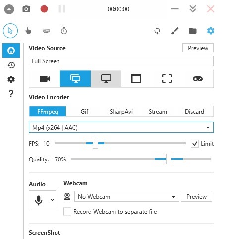 Widget de Windows10 Screen Recorder Pro