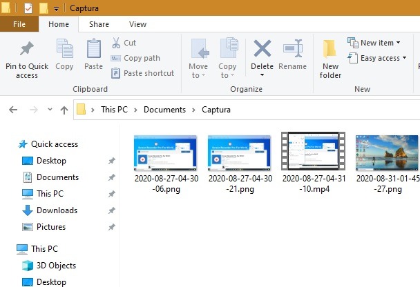 Carpeta de salida de Windows10 Screen Recorder Pro