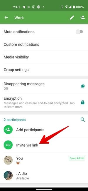 Invitación de grupo de Whatsapp a través de enlace