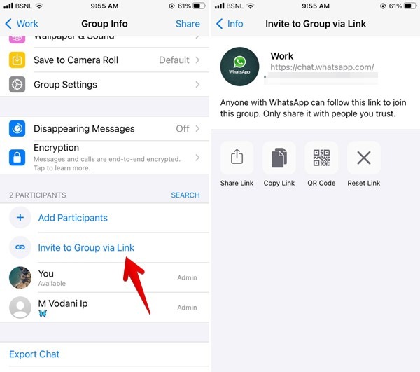 Whatsapp Enviar Copia Grupo Enlace Iphone