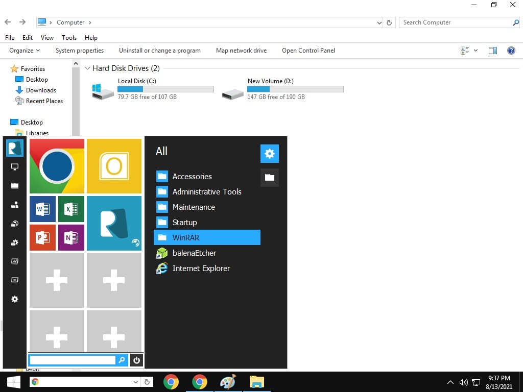 Tema de Windows10 Transformación de Windows7 Menú Inicio