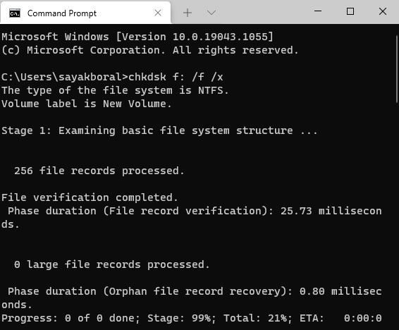 Arreglar Chkdsk de terminal de Windows USB no formateable