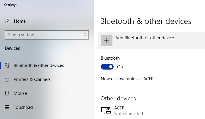 Conectar pantallas de portátiles Bluetooth Otros dispositivos Windows10