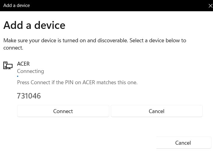 Conectar la computadora portátil Pantallas Windows11 Agregar un pin de dispositivo Dispositivo principal