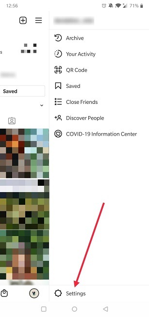 Cómo evitar que los usuarios te encuentren Instagram Abra la configuración general