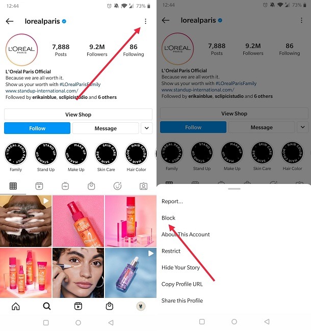 Cómo evitar que los usuarios encuentren su cuenta de bloqueo de Instagram