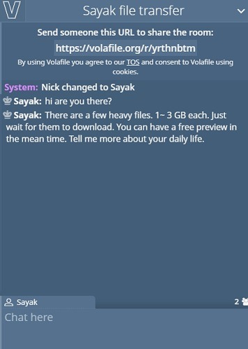 Transferencia de archivos Volafile Edición de salas de chat
