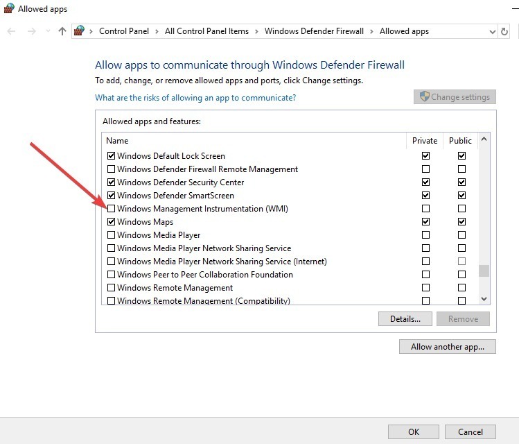 Apagar de forma remota Reiniciar Windows10 PC Permitir aplicación Firewall de Windows Cambiar configuración Instrumental de administración de Windows