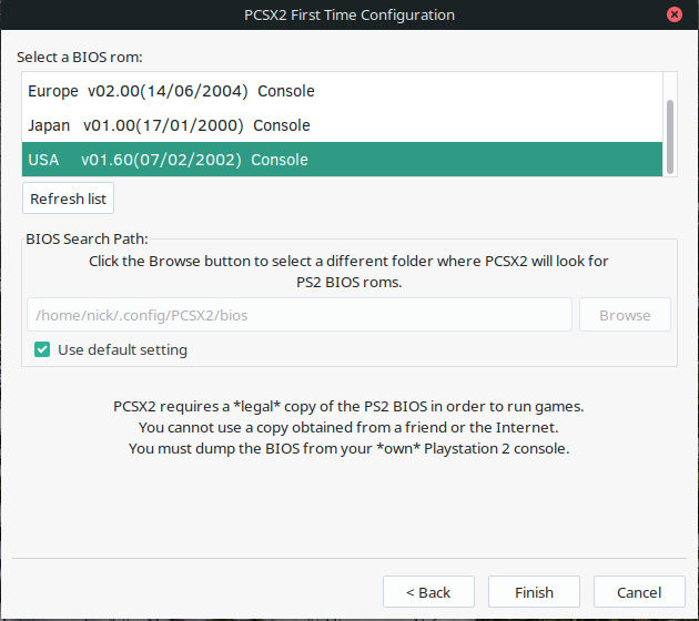 PCSX2 Seleccionar BIOS