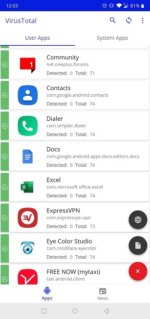 Cómo escanear archivos Apk en busca de virus Virustotal Mobile App