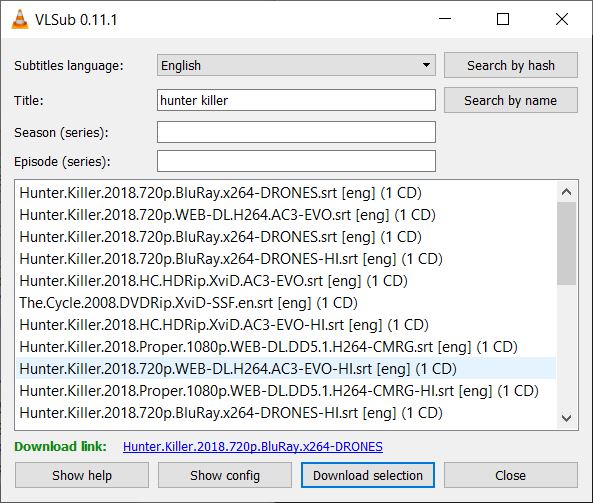 Enlace de descarga de subtítulos Vlc