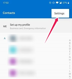 Importar exportar contactos en la configuración de contactos de Android