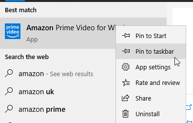 Pin de la aplicación de Amazon Video