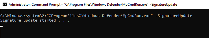 Línea de comandos de Windows Defender 06 Actualización de Windows Defender